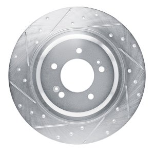 Hyundai SONATA Brake Rotor (1) - Rear Left - R1 Concepts - Drilled & Slotted - Silver - `21-`25